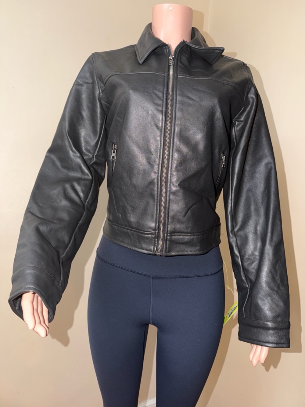 wild fable Black Faux Leather Zip-Front Women's Jacket New Without tag